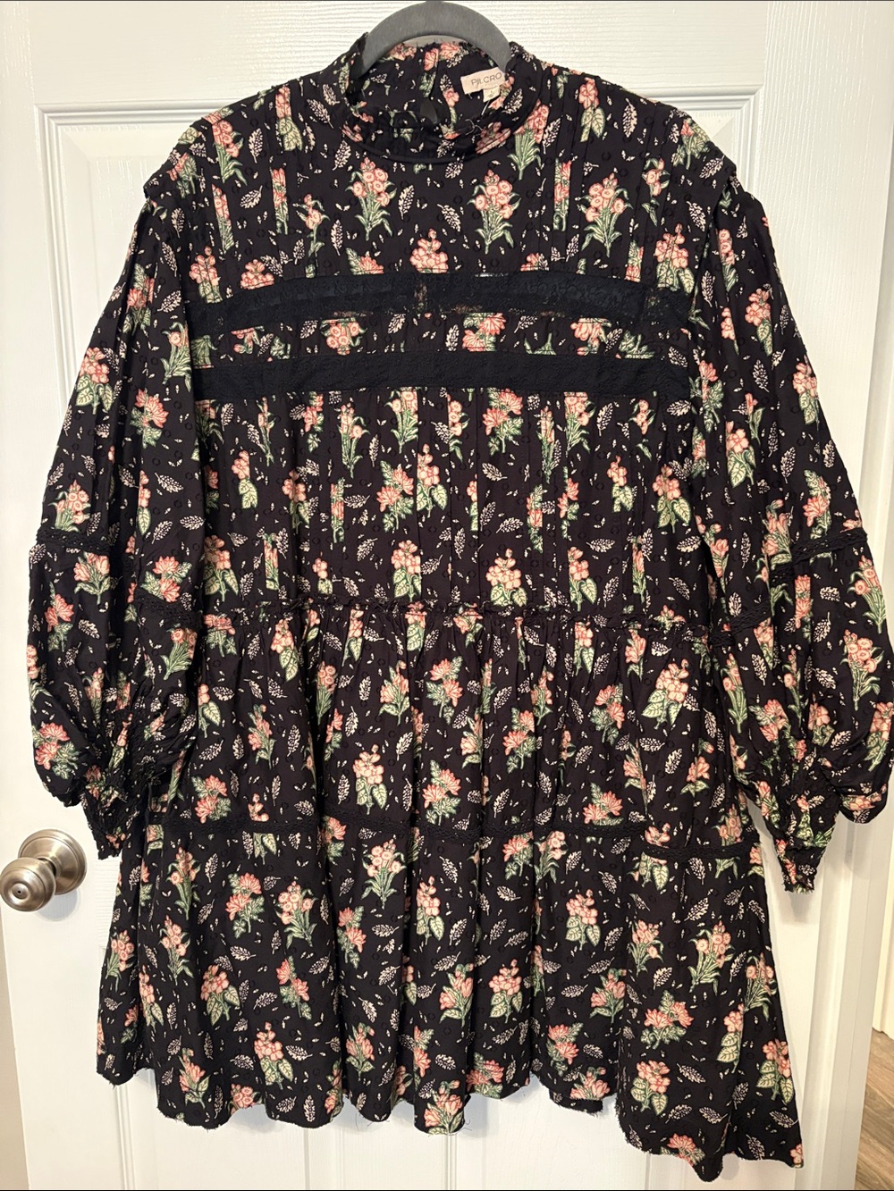 Pilcro by Anthropologie Black Floral Mini Dress Size L NWT - Picture 1 of 7